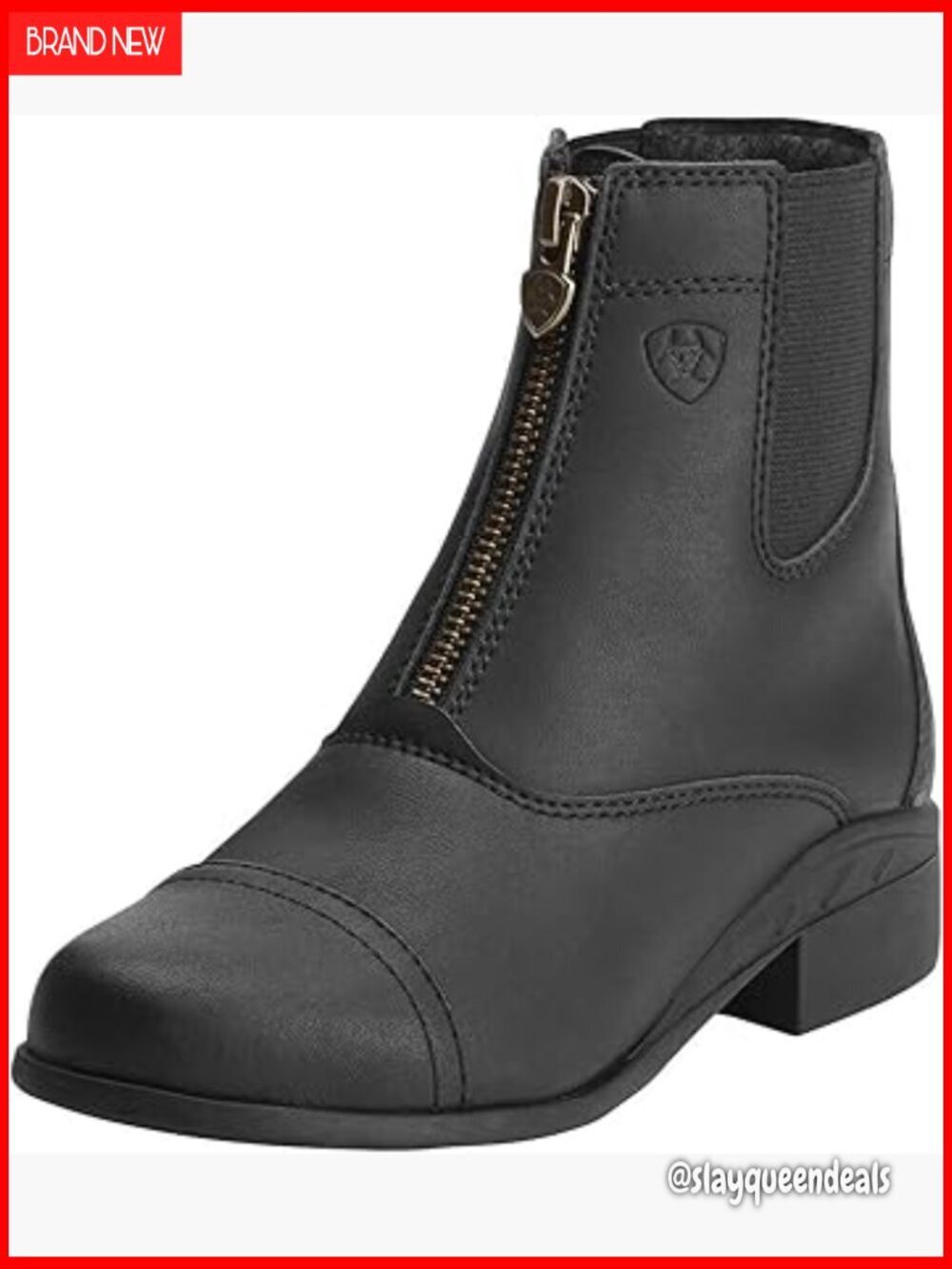 Unisex Child Zip Paddock Boots Full Grain Leather Elastic Goring
